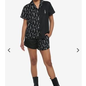 💀🗡️HOT TOPIC 2PC S/M ☠️SKULL&DAGGER LOUNGE SET